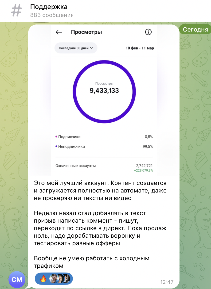 9,4 млн просмотров — лучший аккаунт ученика